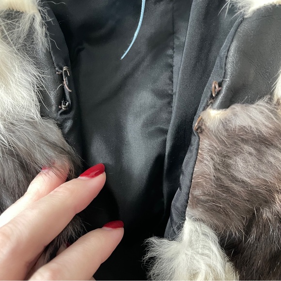 Vintage rabbit fur patchwork coat - size large, made in Korea - Picture 13 of 14